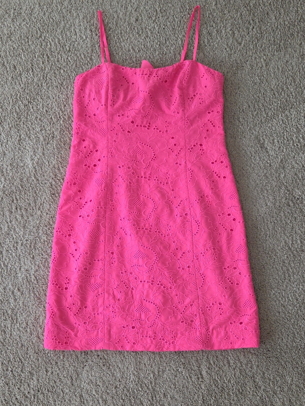 NWOT Lilly Pulitzer Hot Pink Eyelet Spaghetti Strap Mini Dress
